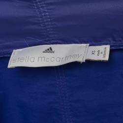 Adidas x Stella McCartney Blue Coated Nylon Cinched Waist Windbreaker Hoodie Jacket XS