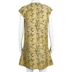 Pre Owned فستان ستيلا مكارتني جاكار جلد ثعبان بيج ميتاليك M