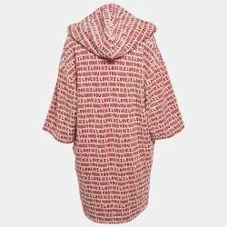 Stella McCartney Red I Love You Print Cotton Terry Poncho XL