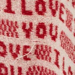 Stella McCartney Red I Love You Print Cotton Terry Poncho XL