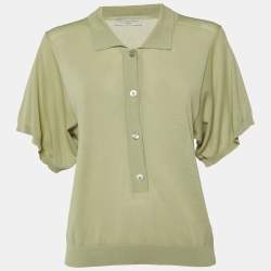 Stella McCartney Green Cotton Knit Polo Jumper S