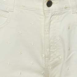 Stella McCartney Ivory Star Embroidered Cotton Slim Fit Jeans M/Waist 32"
