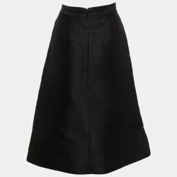 Pre Owned Stella McCartney Black Embroidered Silk Blend Midi Skirt S