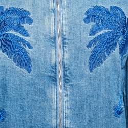 Pre Owned Stella McCartney Blue Palm Tree Embroidered Denim Zip-Up Jacket M