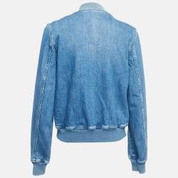 Pre Owned Stella McCartney Blue Palm Tree Embroidered Denim Zip-Up Jacket M