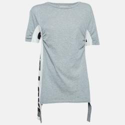 Stella McCartney Grey 'All Is Love' Cotton Ruched T-Shirt M 