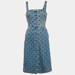 Stella McCartney Blue Embroidered Button Front Short Dress XS