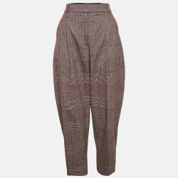 Stella McCartney Pink Houndstooth Wool Cropped Pants M