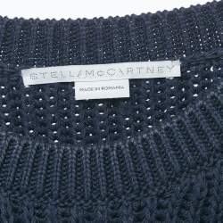 Pre Owned Stella McCartney Navy Blue Cotton Blend Scallop Detail Sweater S
