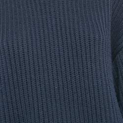 Pre Owned Stella McCartney Navy Blue Cotton Blend Scallop Detail Sweater S