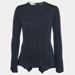 Stella McCartney Navy Blue Crepe Asymmetric Top S