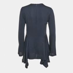 Stella McCartney Navy Blue Crepe Asymmetric Top S