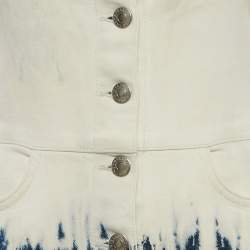 Pre Owned Stella McCartney White/Blue Tie-Dye Denim Button Front Mini Dress S