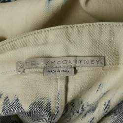 Pre Owned Stella McCartney White/Blue Tie-Dye Denim Button Front Mini Dress S