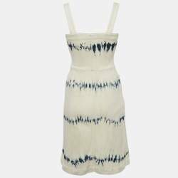 Pre Owned Stella McCartney White/Blue Tie-Dye Denim Button Front Mini Dress S