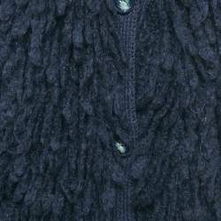 Stella McCartney Navy Blue Wool Fringed Sleeveless Cardigan S