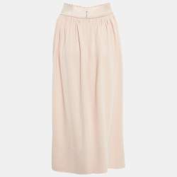 Pre Owned Stella McCartney Pink Floral Embroidered Crepe Gathered Midi Skirt XS