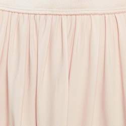 Pre Owned Stella McCartney Pink Floral Embroidered Crepe Gathered Midi Skirt XS