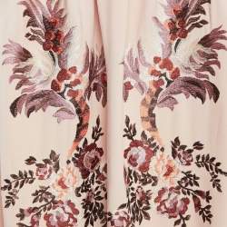 Pre Owned Stella McCartney Pink Floral Embroidered Crepe Gathered Midi Skirt XS