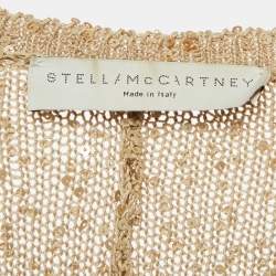 Pre Owned Stella McCartney Beige Sequined Knit Button Front Cardigan M