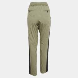 Pre Owned Stella McCartney Green Cotton Contrast Trimmed Pants L