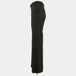 Stella McCartney Black Wool Fringed Detail Flared Trousers M