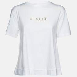 Stella McCartney White Cotton Logo Embossed Crew Neck T-Shirt M