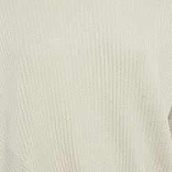 Stella McCartney Light Grey Lace Trim Rib Knit Asymmetric Sweater S