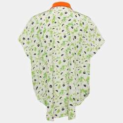 Pre Owned Stella McCartney Green Floral Print Silk Kaftan Style Shirt XS
