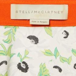 Pre Owned Stella McCartney Green Floral Print Silk Kaftan Style Shirt XS