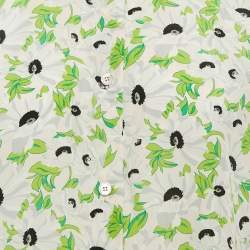 Pre Owned Stella McCartney Green Floral Print Silk Kaftan Style Shirt XS