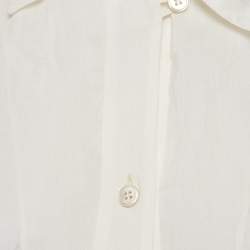 Stella McCartney White Embroidered Cambric Cotton Blend Button Front Blouse M