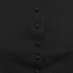 Stella McCartney Black Gabardine Microtails Crop Wool Jacket M