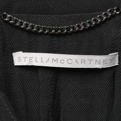 Stella McCartney Black Gabardine Microtails Crop Wool Jacket M