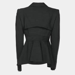 Pre Owned Stella McCartney Dark Grey Wool Blend Belted Blazer S