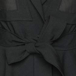 Pre Owned Stella McCartney Dark Grey Wool Blend Belted Blazer S