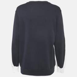 Stella McCartney Navy Blue Swallow Embroidered Cotton Knit Crewneck Sweatshirt S
