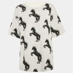 Stella McCartney Grey Pixel Horse Intarsia Knit Sweatshirt M