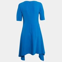 Stella McCartney Blue Stretch Crepe Asymmetric Mini Dress S