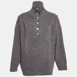 Stella McCartney Grey Wool High Neck Patch Detail Jumper M