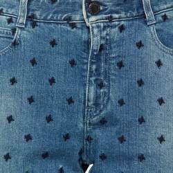 Stella McCartney Blue Embroidered Denim Slim Fit Jeans L/Waist 36"