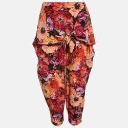Stella McCartney Red Floral Print Silk Tie-Up Trousers S