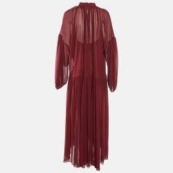 Stella McCartney Burgundy Silk Chiffon Maxi Dress L