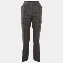 Stella McCartney Black Patterned Wool and Cotton Straight Leg Trousers M