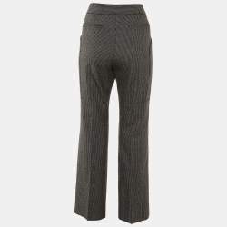 Stella McCartney Black Patterned Wool and Cotton Straight Leg Trousers M