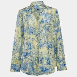 Stella McCartney Green/Blue Printed Silk Shirt M