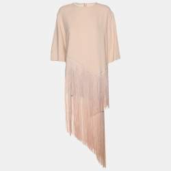 Stella McCartney Peach Crepe Fringe Tops L