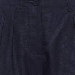 Stella McCartney Navy Blue Wool Belted Cuff Detail Trousers M