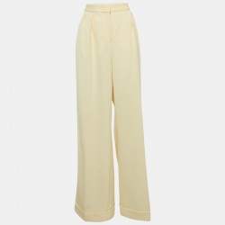 Stella McCartney Cream Wool Wide-Leg Trousers M