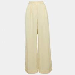 Stella McCartney Cream Wool Wide-Leg Trousers M
